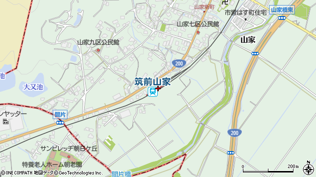 福岡県筑紫野市周辺の地図