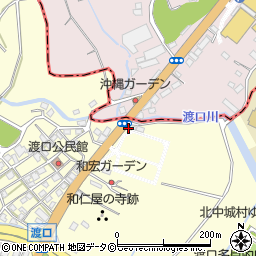 北中城高校入口周辺の地図