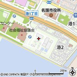 沖縄県名護市港周辺の地図