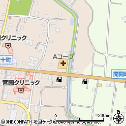 Ａコープかいもん店周辺の地図