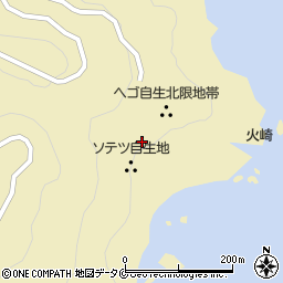 鹿児島県のソテツ自生地周辺の地図