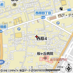 鹿児島県鹿屋市西原4丁目13周辺の地図