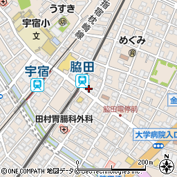 テクノパーキング脇田電停前駐車場周辺の地図