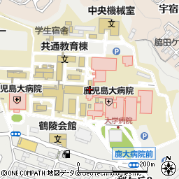 鹿児島大学　桜ケ丘地区鹿児島大学病院・放射線部受付周辺の地図