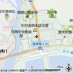 宮崎県日南市油津周辺の地図