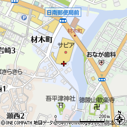 宮崎県日南市材木町周辺の地図