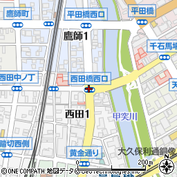 西田橋西口周辺の地図