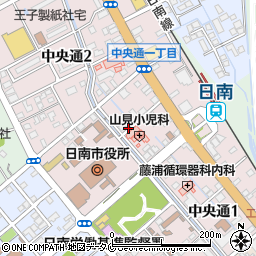 宮崎県日南市中央通周辺の地図