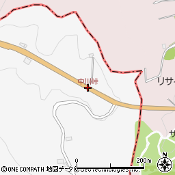 中川峠周辺の地図