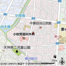 宮崎県都城市中原町周辺の地図
