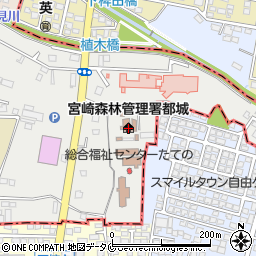 宮崎森林管理署都城周辺の地図
