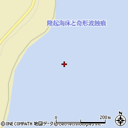 青島の隆起海床と奇形波蝕痕周辺の地図