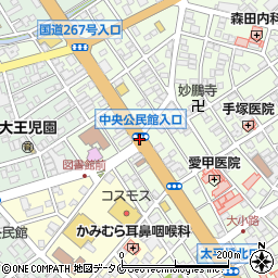 中央公民館入口周辺の地図