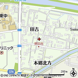宮崎県宮崎市田吉周辺の地図