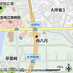 宮崎県宮崎市大坪町（西六月）周辺の地図