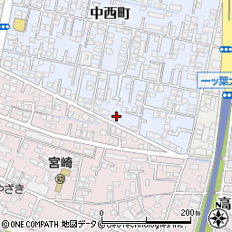 宮崎県宮崎市中西町268周辺の地図