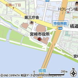 宮崎市役所　諸施設等災害対策本部・設置時周辺の地図