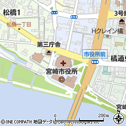 宮崎市役所諸施設等教育施設　宮崎市民プラザ周辺の地図