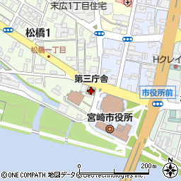 宮崎市役所第三庁舎周辺の地図