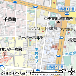 宮崎県宮崎市中央通周辺の地図