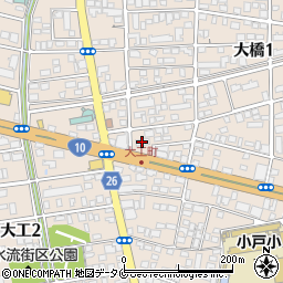 宮崎太陽銀行大工町支店周辺の地図