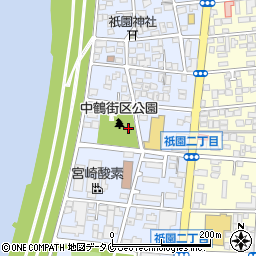 中鶴街区公園周辺の地図