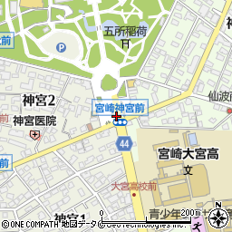 宮崎神宮前周辺の地図