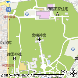 宮崎神宮周辺の地図