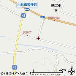 宮崎県小林市野尻町東麓周辺の地図