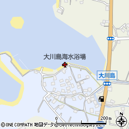 大川島海水浴場周辺の地図