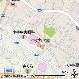小林市役所教育委員会　社会教育課・中央公民館周辺の地図