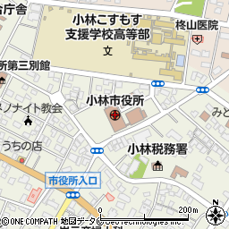 宮崎県小林市周辺の地図