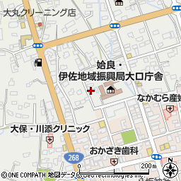 鹿児島県姶良・伊佐地域振興局伊佐庁舎　建設部土木建築課伊佐市駐在機関直通周辺の地図