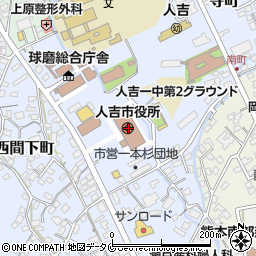 熊本県人吉市周辺の地図
