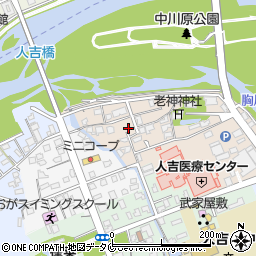 熊本県人吉市老神町周辺の地図