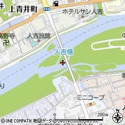 人吉橋周辺の地図