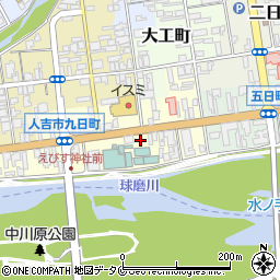 人吉温泉鍋屋本館無料駐車場周辺の地図