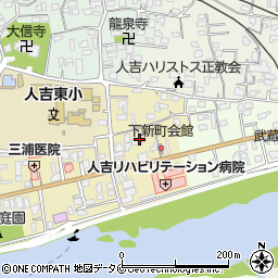熊本県人吉市下新町周辺の地図