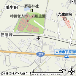 熊本県人吉市下原田町瓜生田1054-9周辺の地図