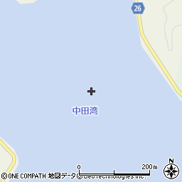 中田湾周辺の地図