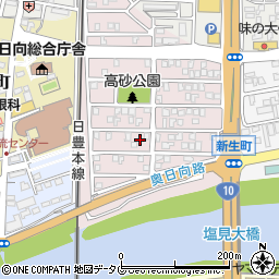 宮崎県日向市高砂町166周辺の地図