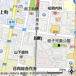 宮崎県日向市原町周辺の地図