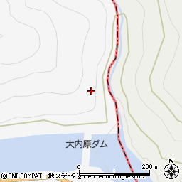 大内原ダム周辺の地図