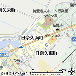 熊本県八代市日奈久浜町周辺の地図