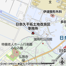日奈久干拓土地改良区事務所周辺の地図