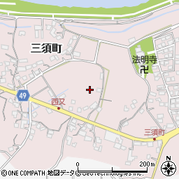 宮崎県延岡市三須町周辺の地図