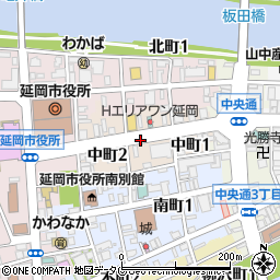 宮崎県延岡市中町周辺の地図