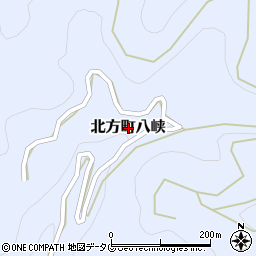 宮崎県延岡市北方町八峡周辺の地図