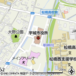 熊本県宇城市周辺の地図