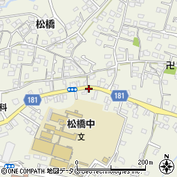松橋中学校入口周辺の地図